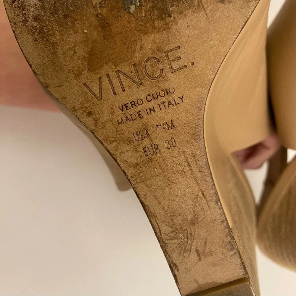 Vince. || Karen Leather‎ Wedge Sandals Tan 7.5